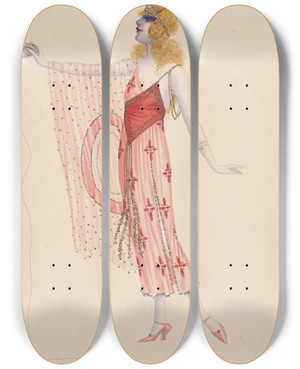 Triptych art skateboard deck of Will R Barnes Beauty by Will R Barnes (1939)