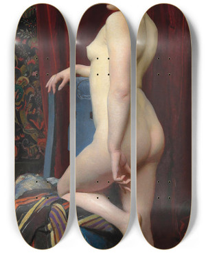Triptych art skateboard deck of George Spencer Watson A Study From Life by George Spencer Watson (1869-1934)