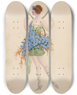 Triptych art skateboard deck of Will R Barnes 4Cornflowers by Will R Barnes (1939)