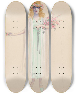 Triptych art skateboard deck of Will R Barnes Modesty10 by Will R Barnes (1939)