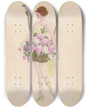 Triptych art skateboard deck of Will R Barnes 20Lilacs by Will R Barnes (1939)