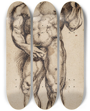 Triptych art skateboard deck of Anthony Van Dyck Hercules_2 by Anthony Van Dyck (1599-1641)