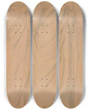Triptych art skateboard deck of Hippolyte Flandrin Study For Jael And Deborah by Hippolyte Flandrin