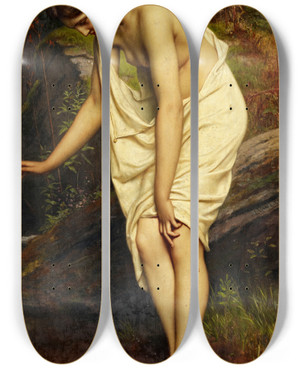Triptych art skateboard deck of Jozef Van Lerius Idyll by Jozef Van Lerius (1823-1876)
