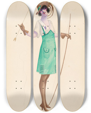 Triptych art skateboard deck of Will R Barnes Archer 13 by Will R Barnes (1939)