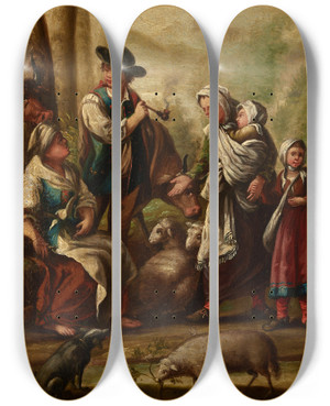 Triptych art skateboard deck of Jan Zamojski Idyll_1 by Jan Zamojski (1782-1832)