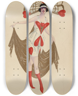 Triptych art skateboard deck of Will R Barnes 81Hearts by Will R Barnes (1939)