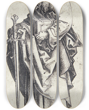 Triptych art skateboard deck of Martin Schongauer Apostlen Paulus by Martin Schongauer (1435-1491)