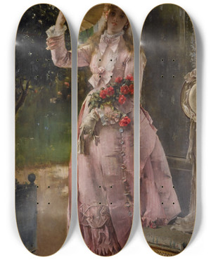 Triptych art skateboard deck of Alfred Stevens Lte by Alfred Stevens (1817-1875)