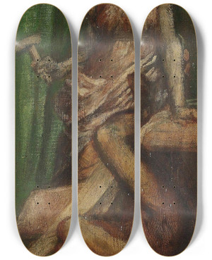 Triptych art skateboard deck of George Frederic Watts Jael by George Frederic Watts (1817-1904)