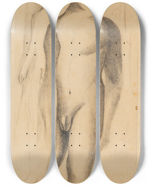 Triptych art skateboard deck of Otto Meyeramden Stehende Knabenakte by Otto Meyer-Amden (1885-1933)