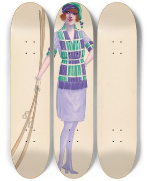 Triptych art skateboard deck of Will R Barnes Skiing 24 by Will R Barnes (1939)