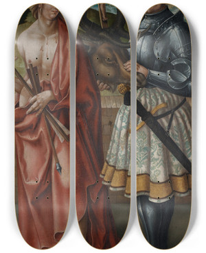Triptych art skateboard deck of Jrg Breu The Elder Die Heiligen Sebastian Und Eustachius by Jorg Breu The Elder (1475-1537)
