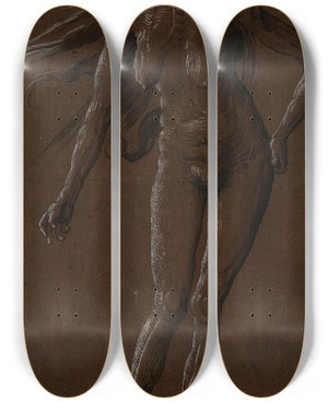 Triptych art skateboard deck of Niklaus Manuel Witch by Niklaus Manuel (1484-1530)