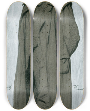 Triptych art skateboard deck of Josef Wawra Prof Rudolf Bacher by Josef Wawra (1893-1935)
