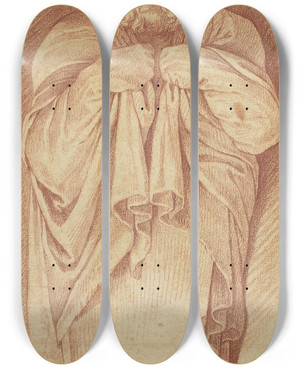 Triptych art skateboard deck of After Annibale Carracci Term by After Annibale Carracci (1560-1609)