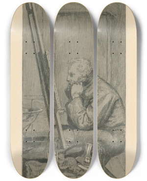 Triptych art skateboard deck of Max Klinger Maliar by Max Klinger (1857-1920)