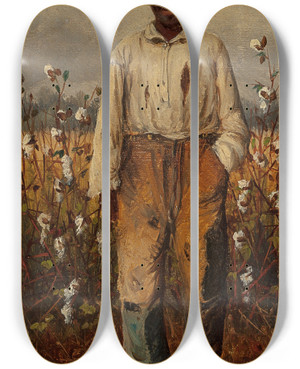 Triptych art skateboard deck of William Aiken Walker Cotton Picker_1 by William Aiken Walker (1838-1921)