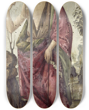 Triptych art skateboard deck of Francesco Botticini John The Baptist by Francesco Botticini (1446-1498)