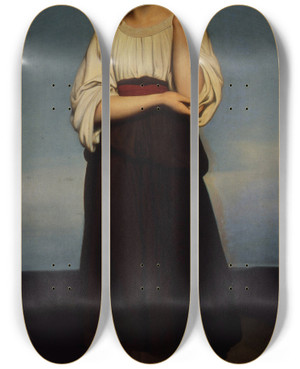 Triptych art skateboard deck of Ary Scheffer Mignon Desires Her Fatherland by Ary Scheffer (1795-1858)