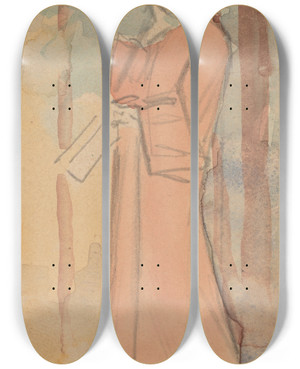 Triptych art skateboard deck of Charles Sprague Pearce Study For A Panel Ii by Charles Sprague Pearce (1851-1914)