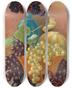 Triptych art skateboard deck of Gray Litho Co For The Queens Breakfast by Gray Litho Co (19-20-)