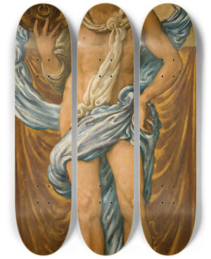 Triptych art skateboard deck of Simeon Solomon Day by Simeon Solomon (1840-1905)