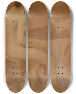 Triptych art skateboard deck of Fernand Pelez Danseuse Dans Sa Loge Assise Profil Droit by Fernand Pelez (1843-1913)