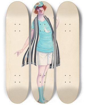 Triptych art skateboard deck of Will R Barnes Rowing 17 by Will R Barnes (1939)