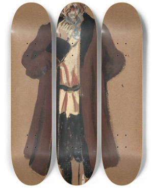 Triptych art skateboard deck of Plinio Codognato Ivan Damacco by Plinio Codognato (1878-1940)