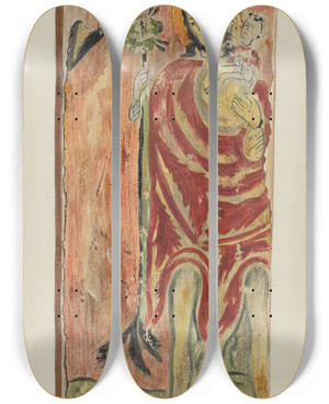 Triptych art skateboard deck of Carl Obergh Santo St Joseph by Carl Obergh