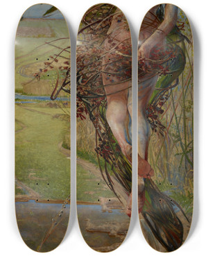 Triptych art skateboard deck of Jacek Malczewski Spring by Jacek Malczewski (1854-1929)