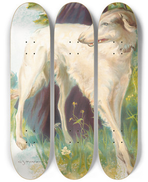 Triptych art skateboard deck of Cj Monroe A Russian Greyhound by C J Monroe (19-20-)