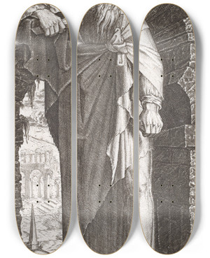 Triptych art skateboard deck of Lambert Suavius Saint Paul by Lambert Suavius (1510-1567)