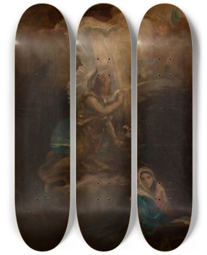 Triptych art skateboard deck of Juleslouis Machard Lannonciation by Jules Louis Machard (1839-1900)
