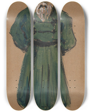 Triptych art skateboard deck of Plinio Codognato Kusofkine by Plinio Codognato (1878-1940)