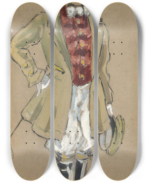 Triptych art skateboard deck of Plinio Codognato Tropatchoh by Plinio Codognato (1878-1940)