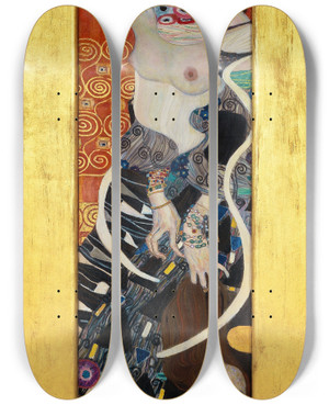Triptych art skateboard deck of Gustav Klimt Judith Ii Salome by Gustav Klimt (1862-1918)