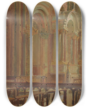Triptych art skateboard deck of Charles Marie Dulac Chapelle Saintgermaindesprs_2 by Charles Marie Dulac (1865-1898)