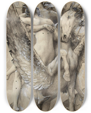 Triptych art skateboard deck of Lucolivier Merson Persee Andromede_2 by Luc-Olivier Merson (1846-1920)