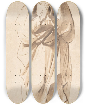 Triptych art skateboard deck of Guercino The Virgin Immaculate by Guercino (1591-1666)