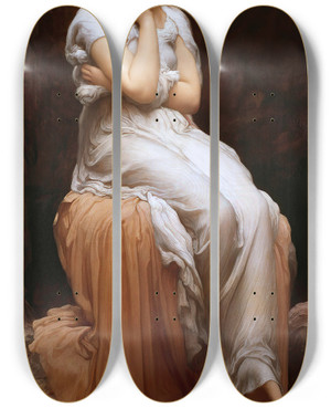 Triptych art skateboard deck of Frederic Leighton Solitude by Frederic Leighton (1830-1896)