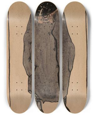 Triptych art skateboard deck of Karel Collens Man by Karel Collens (1869-1901)