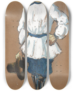 Triptych art skateboard deck of Plinio Codognato Vasca by Plinio Codognato (1878-1940)