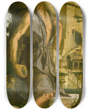 Triptych art skateboard deck of Bartolomeo Montagna Saint Jerome by Bartolomeo Montagna (1449-1523)