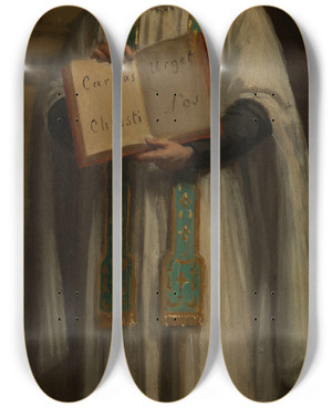 Triptych art skateboard deck of Emmanuel Auguste Masse Saint Vincent De Paul by Emmanuel Auguste Masse (1818-1881)