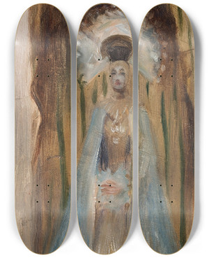 Triptych art skateboard deck of John Singer Sargent A Spanish Madonna by John Singer Sargent (1856-1925)