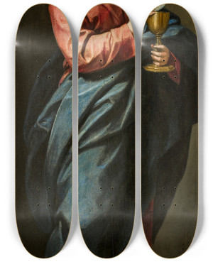 Triptych art skateboard deck of Alonso Cano Christ The Redeemer by Alonso Cano (1601-1667)