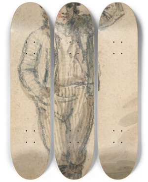 Triptych art skateboard deck of James Ward Boy Carrying A Pail On His Head by James Ward (1769-1859)