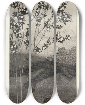 Triptych art skateboard deck of Max Klinger Wnsche Ein Handschuh Opus Vi Blatt 3 by Max Klinger (1857-1920)